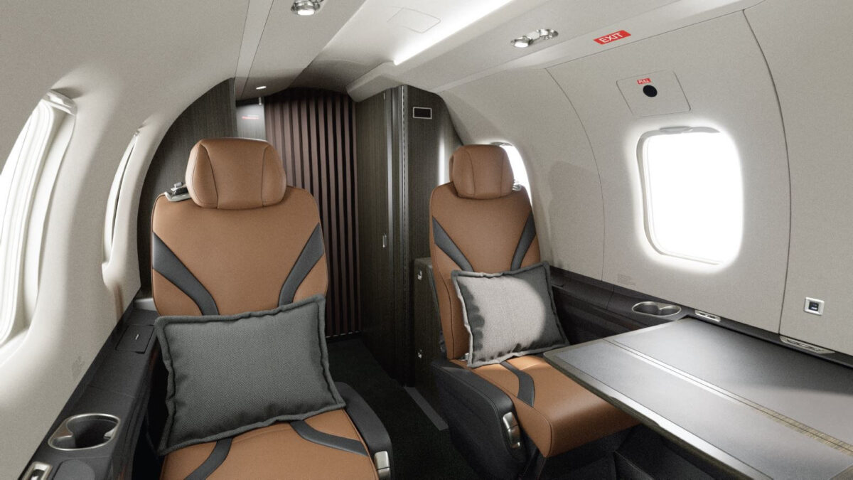 Luxury interior of private aircraft used for Frankfurt Christmas market day trip