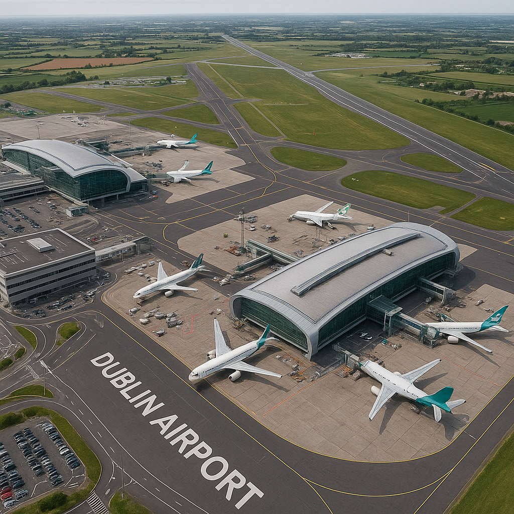 Aerial view of Dublin Airport in Ireland – SkyCare air ambulance coverage area
