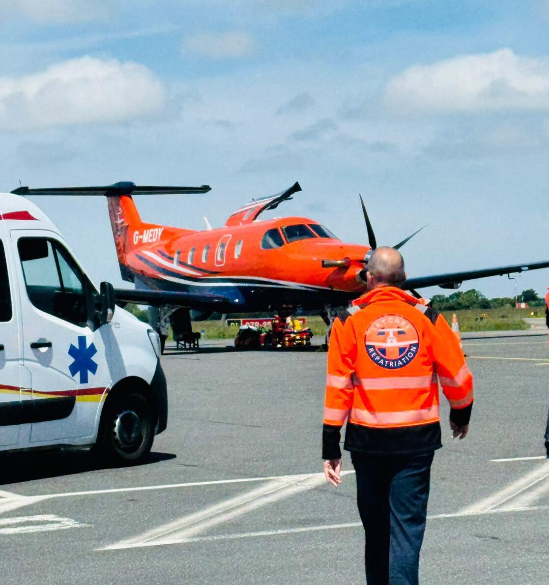 ICU-equipped medical aircraft at Belgrade Airport for UK repatriation