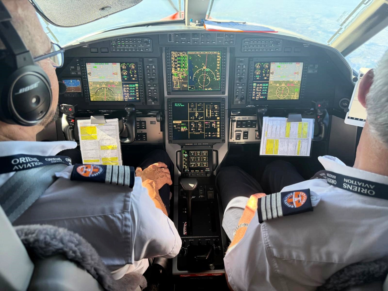 SkyCare pilots landing air ambulance from France to the UK – cockpit view during medical repatriation