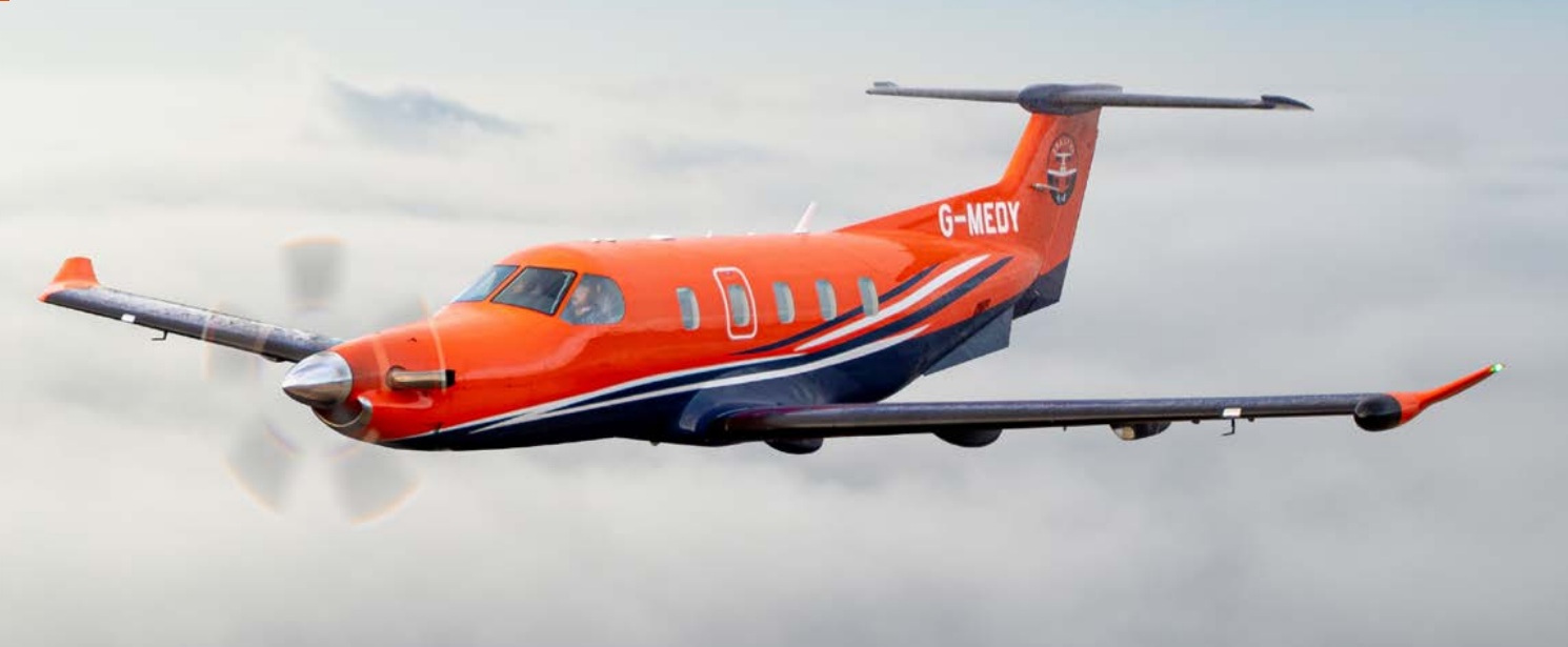 SkyCare air ambulance aircraft preparing for medical repatriation from Monaco to the UK