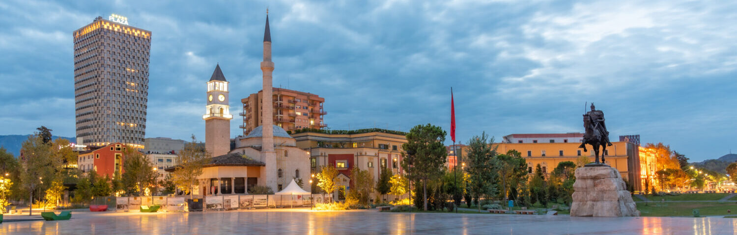 View of Tirana city centre representing air ambulance repatriation from Albania to the UK
