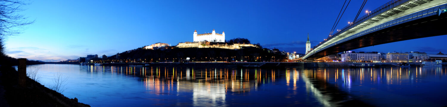 Bratislava Castle at night – medevac and air ambulance from Slovakia to UK