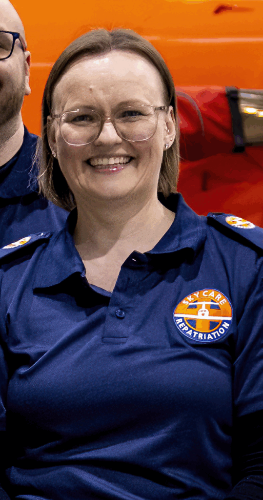 Claire Salgin smiling in SkyCare uniform