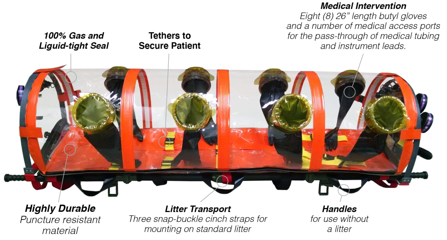 Diagram of patient isolation unit with infection control features labelled