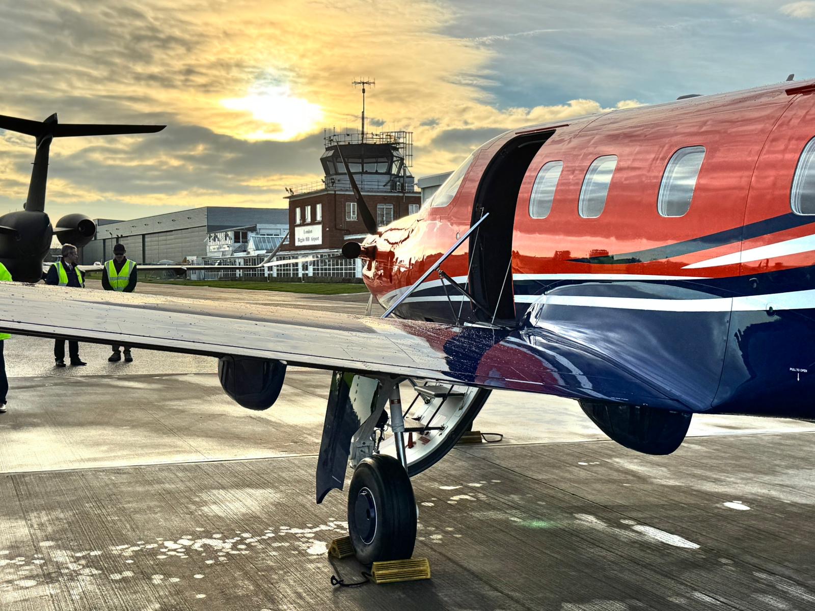 Air ambulance repatriation aircraft at UK airport
