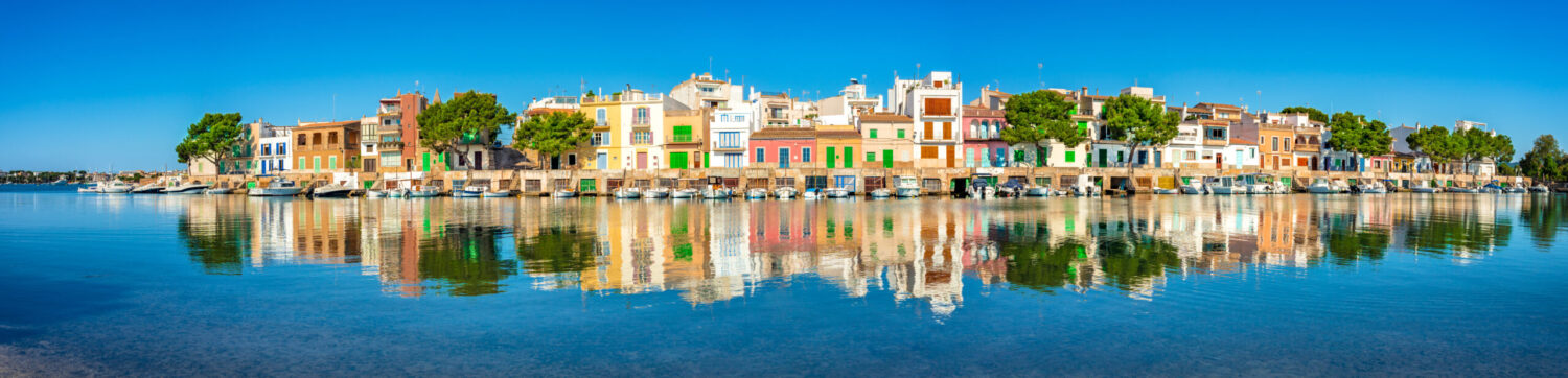Air ambulance from Balearic Islands – waterfront view of Portocolom, Mallorca