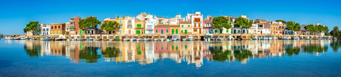 Air ambulance from Balearic Islands – waterfront view of Portocolom, Mallorca