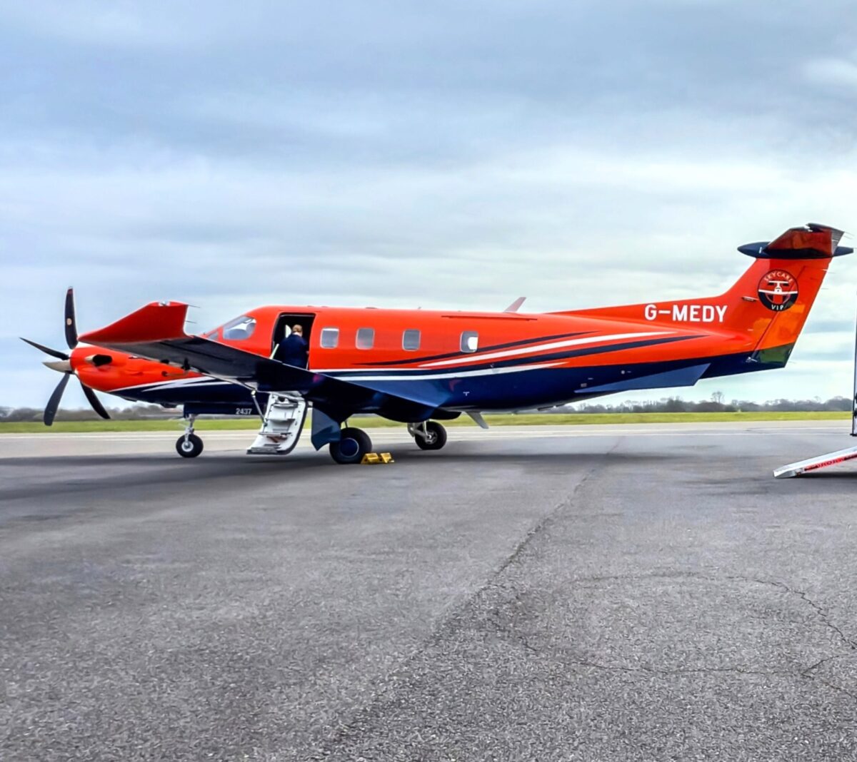 Modern aircraft ready for a luxury private flight experience from London 