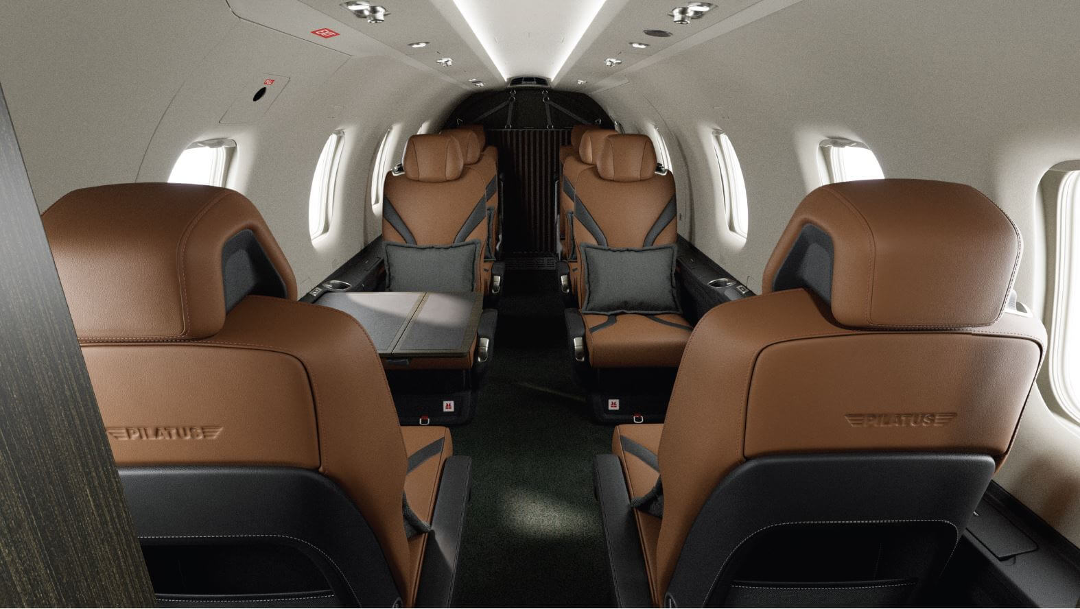 Interior of a new Pilatus PC‑12 NGX available for private hire in the UK