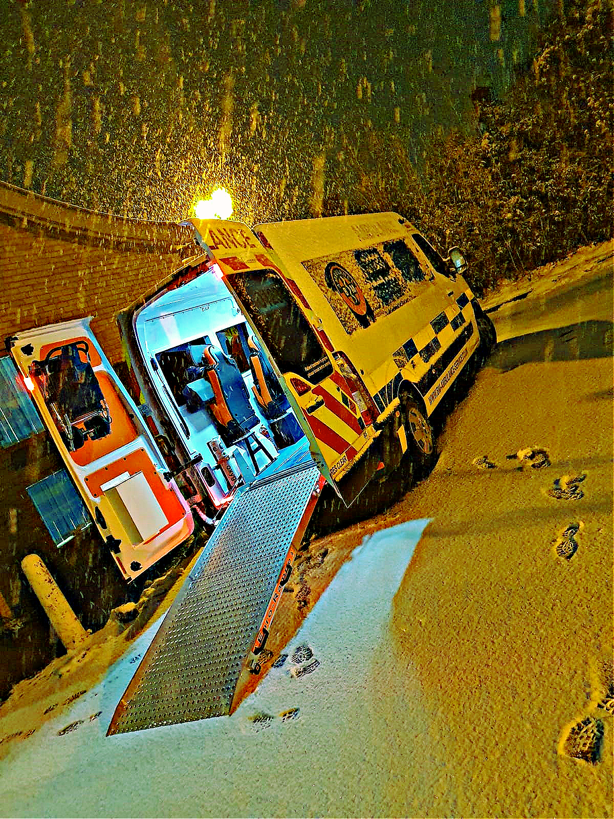 SkyCare road ambulance transporting patient from Andorra for repatriation to the UK