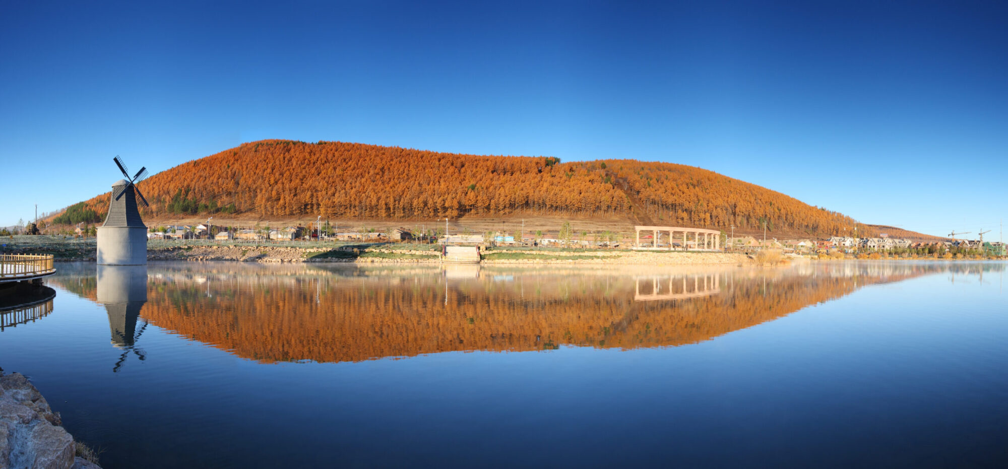 Arxan in Inner Mongolia, showing vast forests and volcanic hills — typical terrain for remote East Asian medical repatriation cases.
