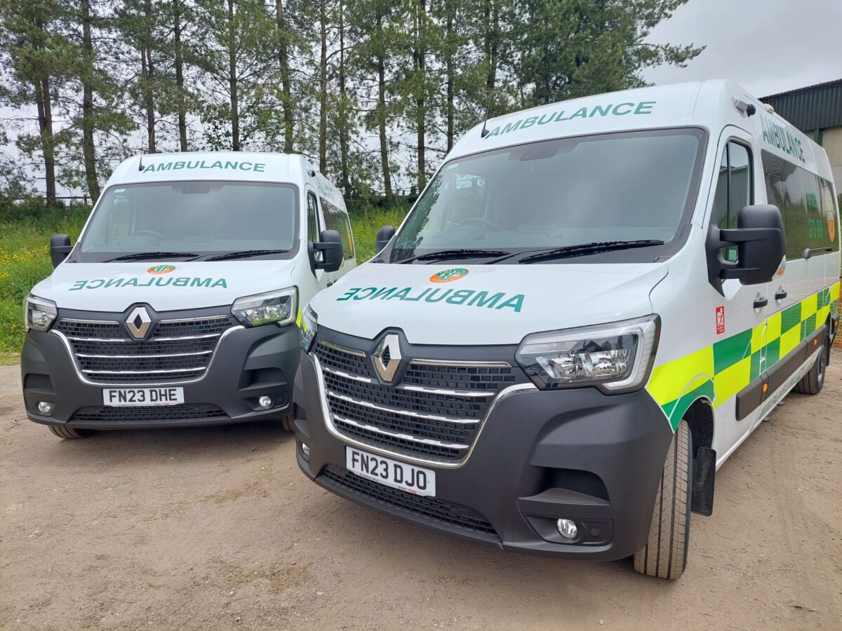 BLS ambulance in the UK used for non-emergency patient transport with stretcher and oxygen onboard 
