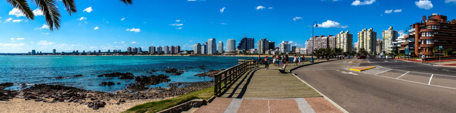 Air ambulance over Punta del Este, Uruguay, during a medical repatriation to the UK