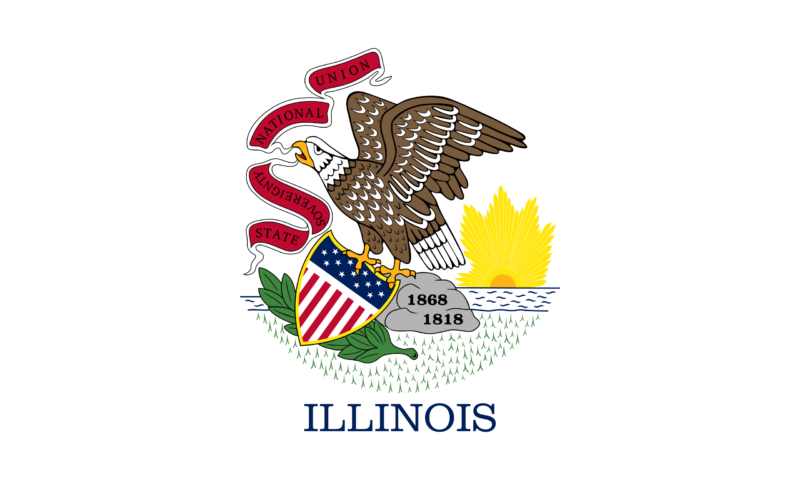 Illinois state flag representing medical flights and repatriation services between Illinois and the UK