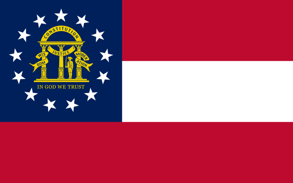 Georgia USA flag representing medical flights and air ambulance services from the state