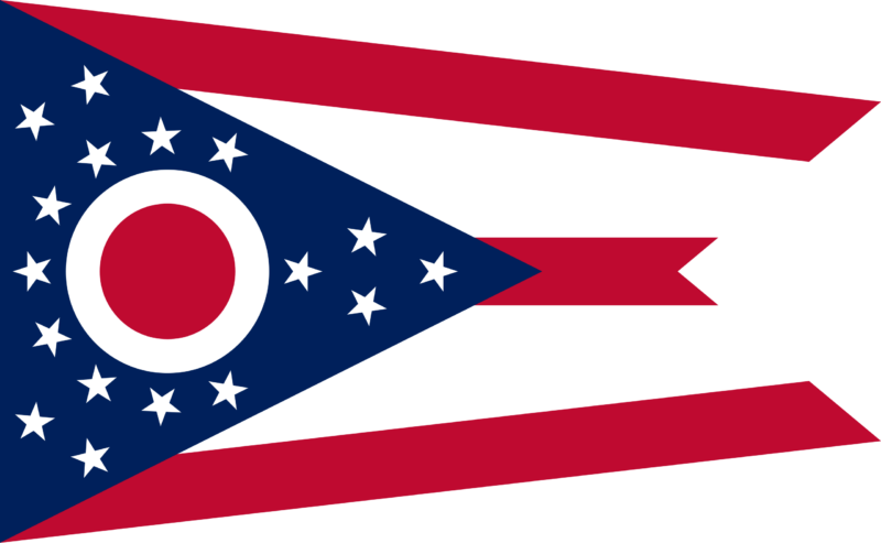 Ohio state flag representing medical transport services and international repatriation.