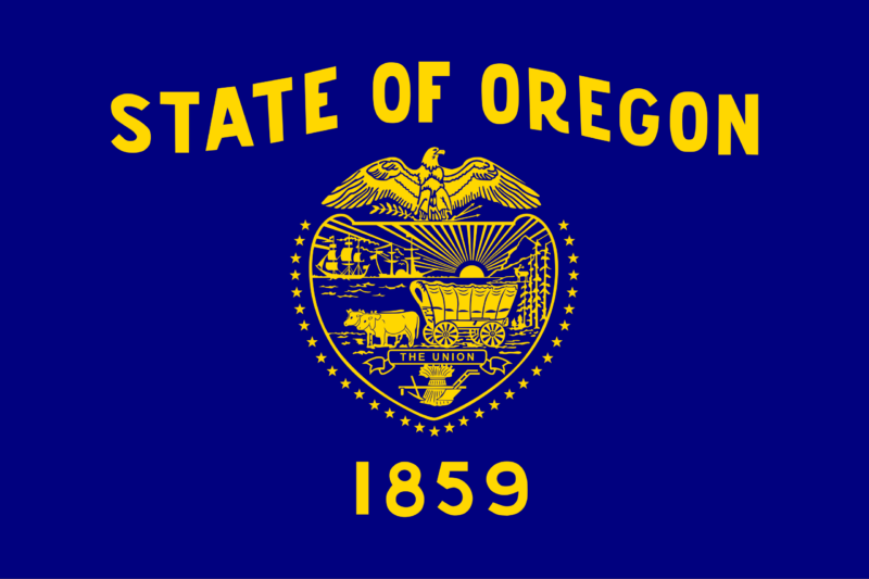 Oregon state flag representing medical evacuation services from Oregon to the UK.