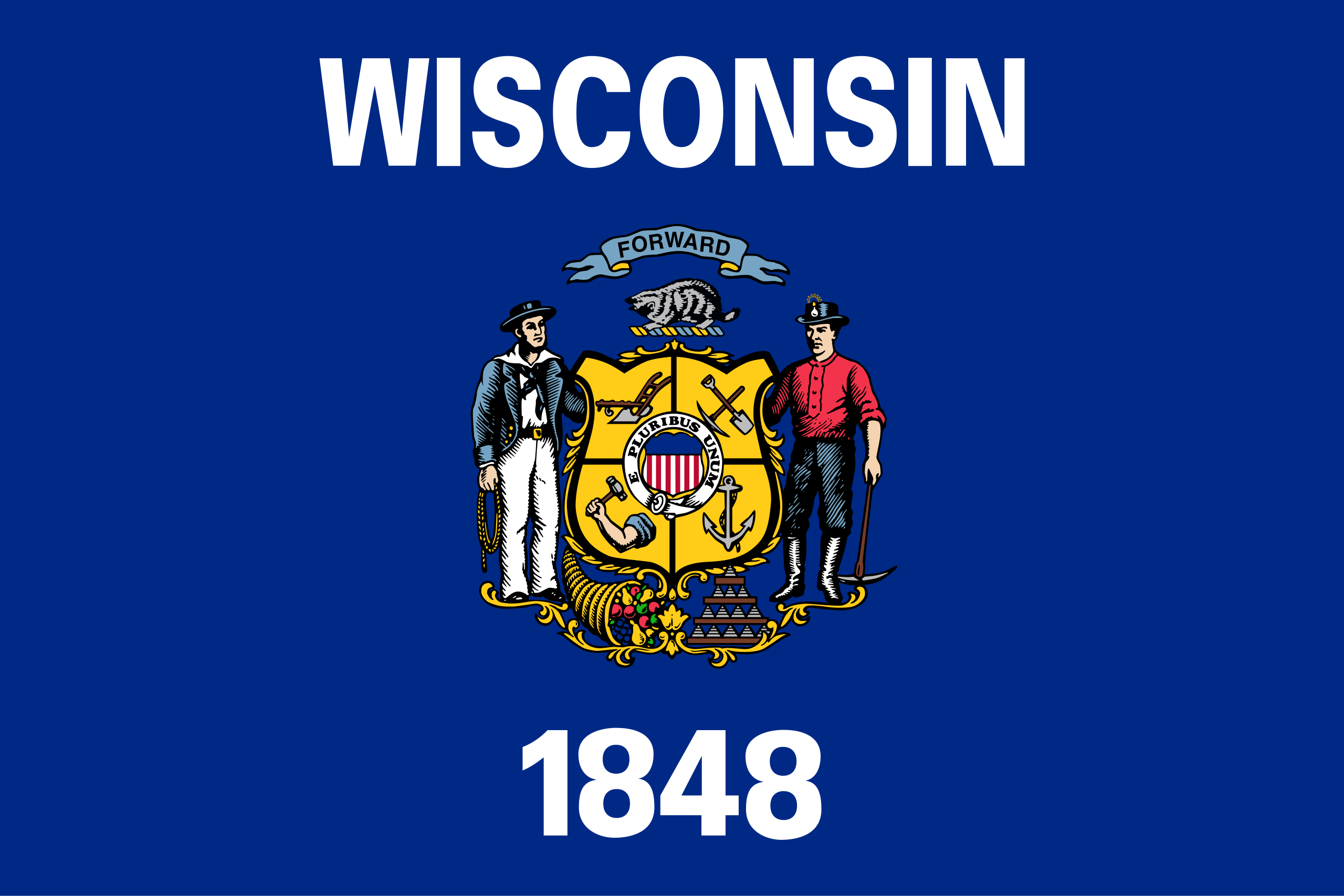 Wisconsin state flag representing medical evacuation services from Wisconsin to the UK.