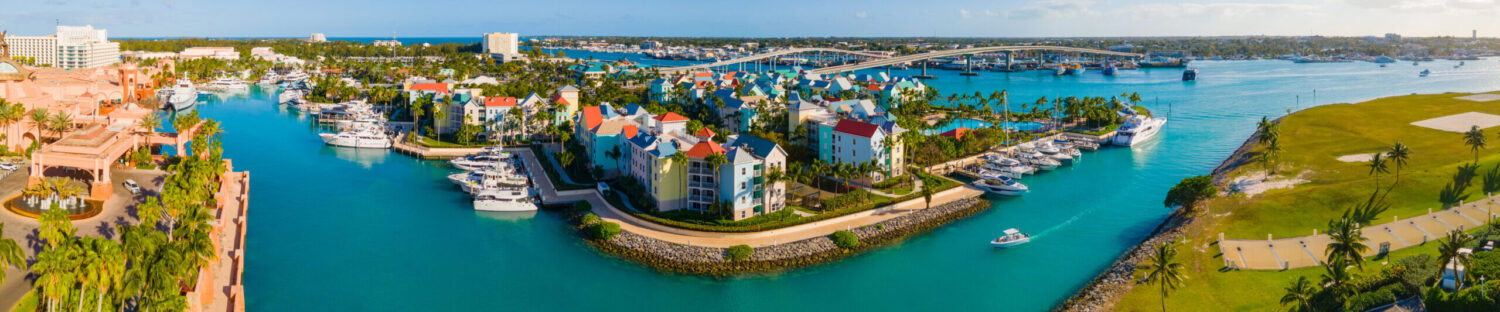 Air Ambulance from The Bahamas overlooking Nassau Harbour with medical repatriation flights to the UK