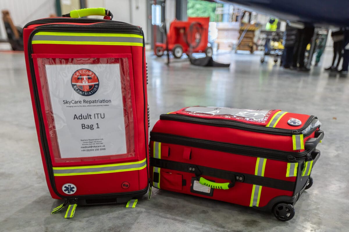 SkyCare medical team supporting an airport ground ambulance patient transfer
