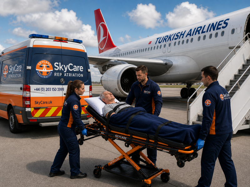 Commercial stretcher flight for medical repatriation from Suriname 